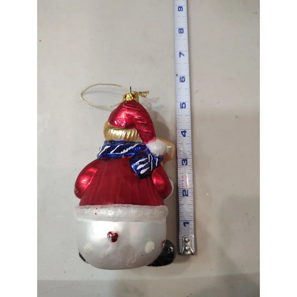 Vtg Dillard's Trimming Large Hand Blown Glass Snowman Ornament Christmas Holiday